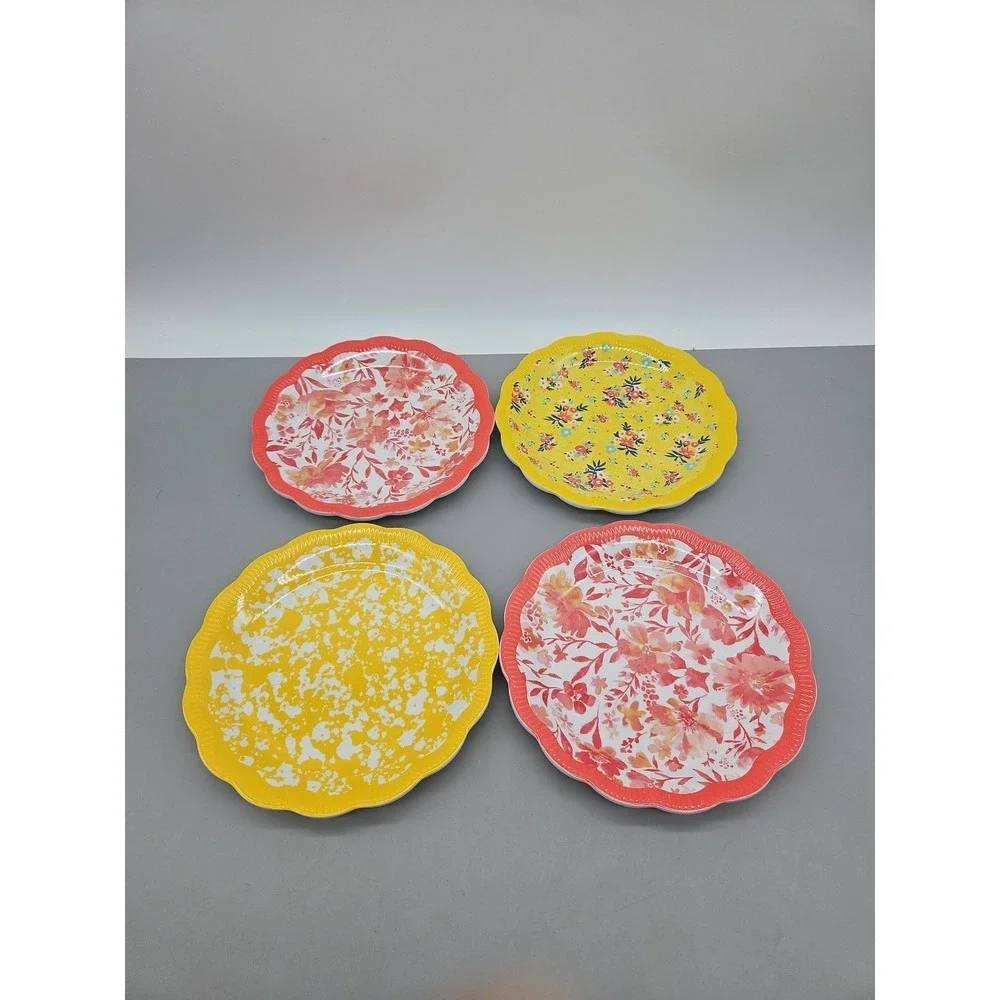 Pioneer Woman‎ Melamine Appetizer Dessert Plates Multiple Patters Set Of 4